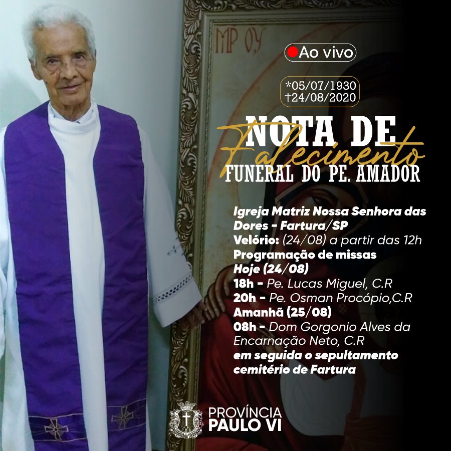 Comunidade católica em luto pela morte de Padre Amador, o primeiro Teatino do Brasil - sudoestepaulista Comunidade católica em luto pela morte de Padre Amador, o primeiro Teatino do Brasil - sudoestepaulista