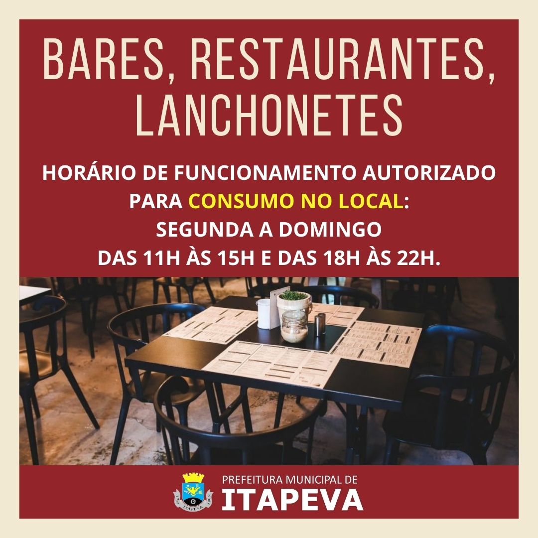 Bares, restaurantes e lanchonetes, em Itapeva, devem cumprir horário determinado pede DM - sudoestepaulista