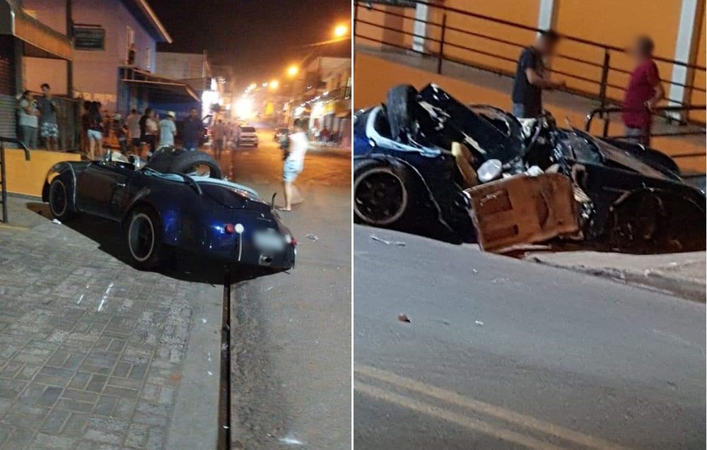Câmeras de segurança registram acidente com carro de luxo no centro de Itaberá - sudoestepaulista