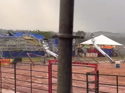 Temporal que atingiu região derruba palco e danifica recinto de festas em Bernardino de Campos - sudoestepaulista