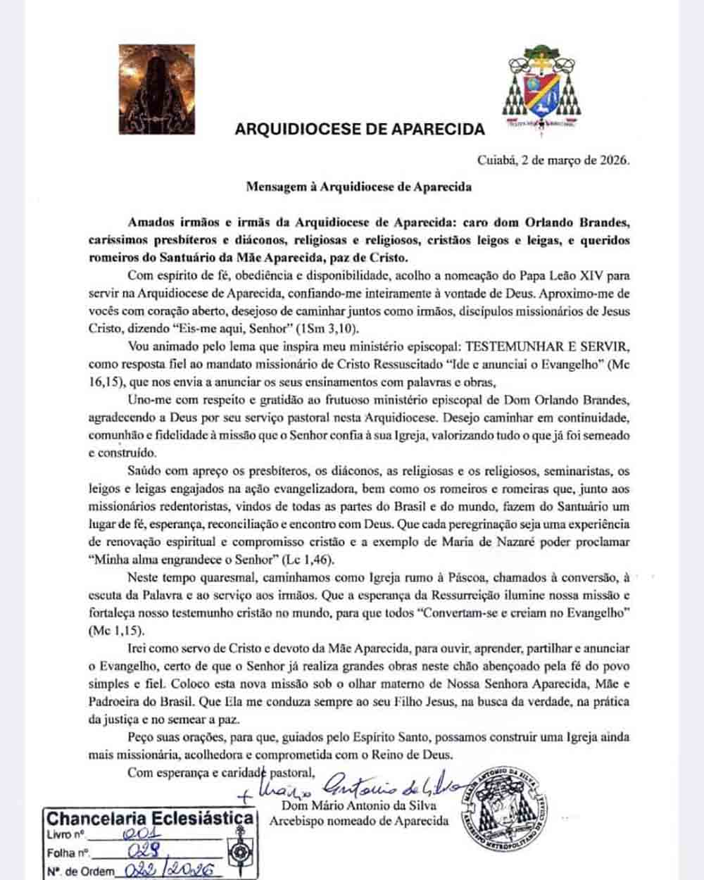 Natural de Itararé, Dom Mário Antonio, é o novo Arcebispo de Aparecida - sudoestepaulista